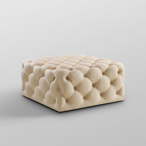 Homeroots 33" Beige Linen Rolling Tufted Cocktail Ottoman Beige,Linen  490618
