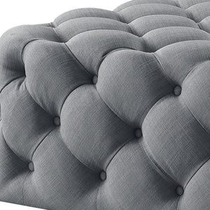 Homeroots 33" Light Gray Linen Rolling Tufted Cocktail Ottoman Light Grey,Linen  490620