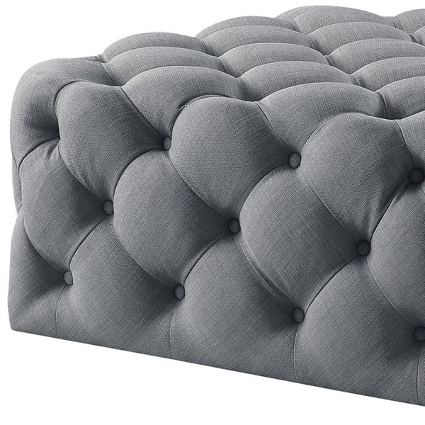 Homeroots 33" Light Gray Linen Rolling Tufted Cocktail Ottoman Light Grey,Linen  490620