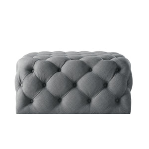 Homeroots 33" Light Gray Linen Rolling Tufted Cocktail Ottoman Light Grey,Linen  490620