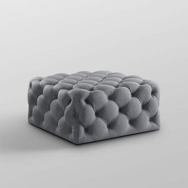 Homeroots 33" Light Gray Linen Rolling Tufted Cocktail Ottoman Light Grey,Linen  490620