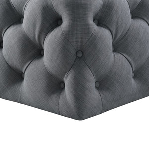 Homeroots 33" Light Gray Linen Rolling Tufted Cocktail Ottoman Light Grey,Linen  490620