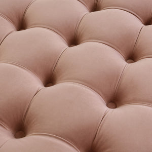 Homeroots 33" Blush Velvet Rolling Tufted Round Cocktail Ottoman Blush,Velvet  490621