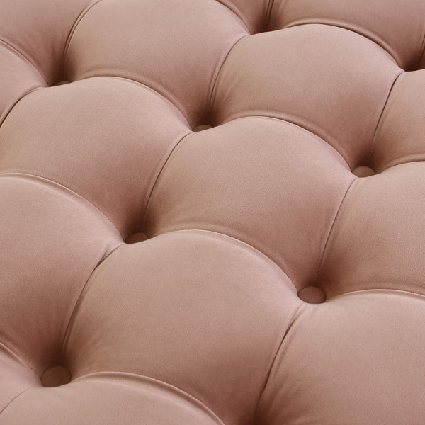 Homeroots 33" Blush Velvet Rolling Tufted Round Cocktail Ottoman Blush,Velvet  490621