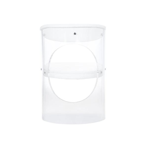 Wildwood Baran Sculptural Barrel-Back Chair With Clear Acrylic Frame And White Faux Leather Seat, Modern Comfort 490625