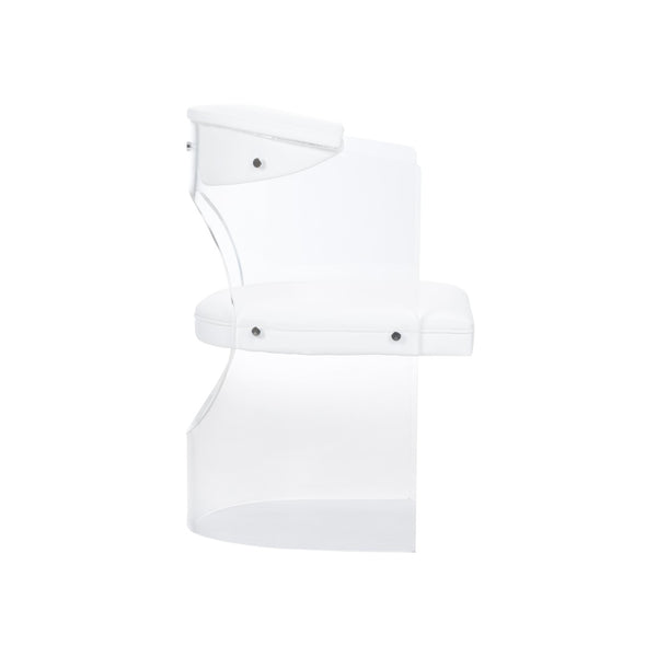 Wildwood Baran Sculptural Barrel-Back Chair With Clear Acrylic Frame And White Faux Leather Seat, Modern Comfort 490625