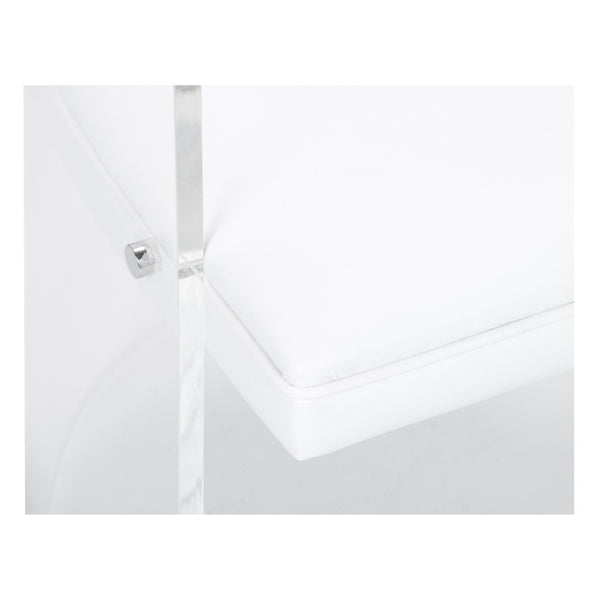 Wildwood Baran Sculptural Barrel-Back Chair With Clear Acrylic Frame And White Faux Leather Seat, Modern Comfort 490625