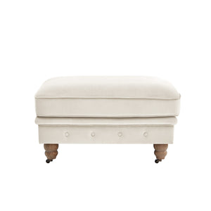 Homeroots 25" Beige Velvet And Natural Rolling Tufted Cocktail Ottoman Beige,Velvet  490628