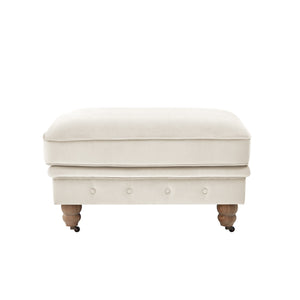 Homeroots 25" Beige Velvet And Natural Rolling Tufted Cocktail Ottoman Beige,Velvet  490628