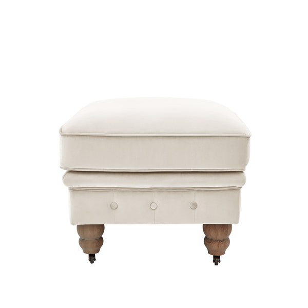 Homeroots 25" Beige Velvet And Natural Rolling Tufted Cocktail Ottoman Beige,Velvet  490628