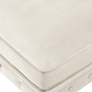 Homeroots 25" Beige Velvet And Natural Rolling Tufted Cocktail Ottoman Beige,Velvet  490628