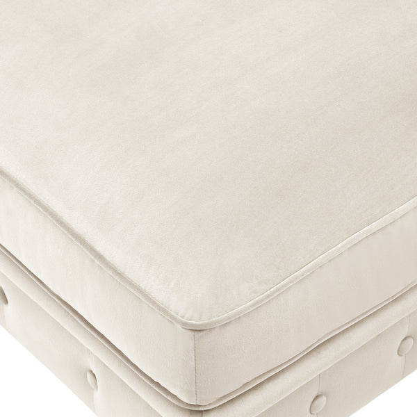 Homeroots 25" Beige Velvet And Natural Rolling Tufted Cocktail Ottoman Beige,Velvet  490628