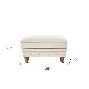 Homeroots 25" Beige Velvet And Natural Rolling Tufted Cocktail Ottoman Beige,Velvet  490628