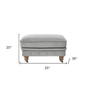 Homeroots 25" Gray Velvet And Natural Rolling Tufted Cocktail Ottoman Grey,Velvet  490632