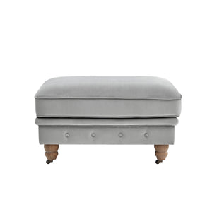 Homeroots 25" Gray Velvet And Natural Rolling Tufted Cocktail Ottoman Grey,Velvet  490632