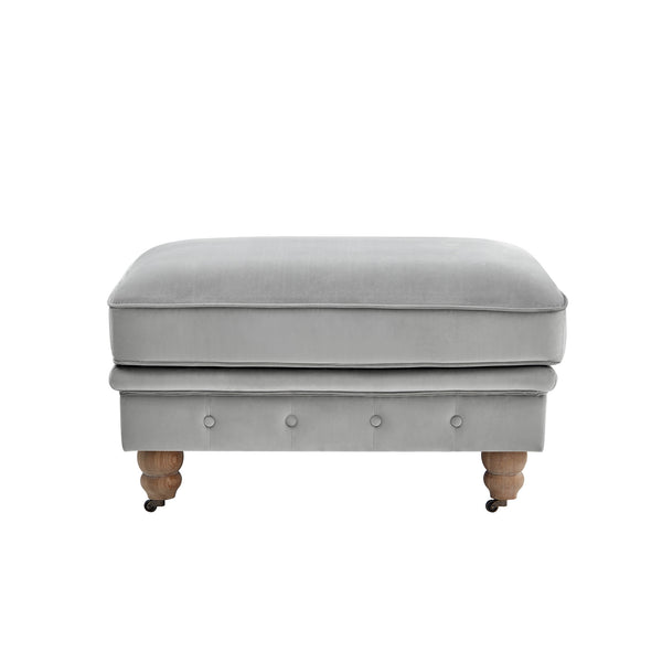 Homeroots 25" Gray Velvet And Natural Rolling Tufted Cocktail Ottoman Grey,Velvet  490632
