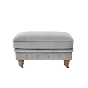 Homeroots 25" Gray Velvet And Natural Rolling Tufted Cocktail Ottoman Grey,Velvet  490632