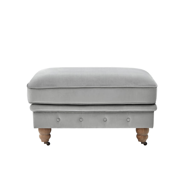 Homeroots 25" Gray Velvet And Natural Rolling Tufted Cocktail Ottoman Grey,Velvet  490632