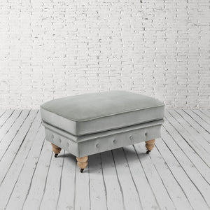 Homeroots 25" Gray Velvet And Natural Rolling Tufted Cocktail Ottoman Grey,Velvet  490632