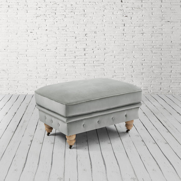 Homeroots 25" Gray Velvet And Natural Rolling Tufted Cocktail Ottoman Grey,Velvet  490632