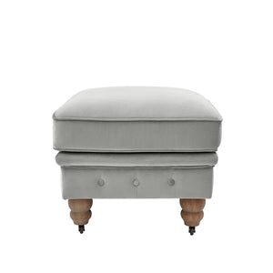 Homeroots 25" Gray Velvet And Natural Rolling Tufted Cocktail Ottoman Grey,Velvet  490632