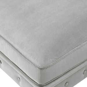Homeroots 25" Gray Velvet And Natural Rolling Tufted Cocktail Ottoman Grey,Velvet  490632