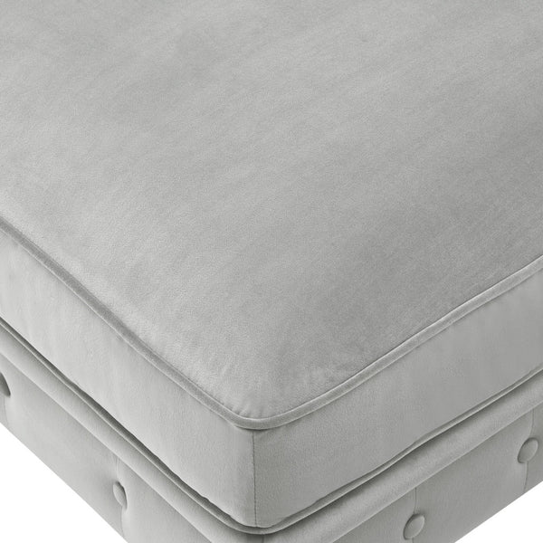 Homeroots 25" Gray Velvet And Natural Rolling Tufted Cocktail Ottoman Grey,Velvet  490632