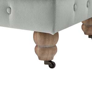 Homeroots 25" Gray Velvet And Natural Rolling Tufted Cocktail Ottoman Grey,Velvet  490632