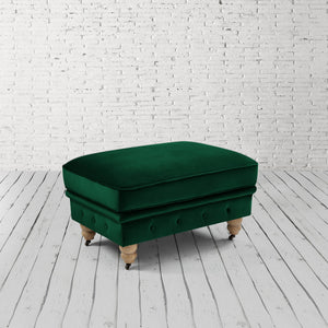 Homeroots 25" Hunter Green Velvet And Natural Rolling Tufted Cocktail Ottoman Hunter Green,Velvet  490634