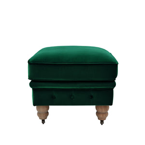 Homeroots 25" Hunter Green Velvet And Natural Rolling Tufted Cocktail Ottoman Hunter Green,Velvet  490634