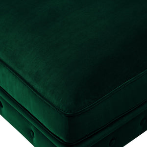 Homeroots 25" Hunter Green Velvet And Natural Rolling Tufted Cocktail Ottoman Hunter Green,Velvet  490634
