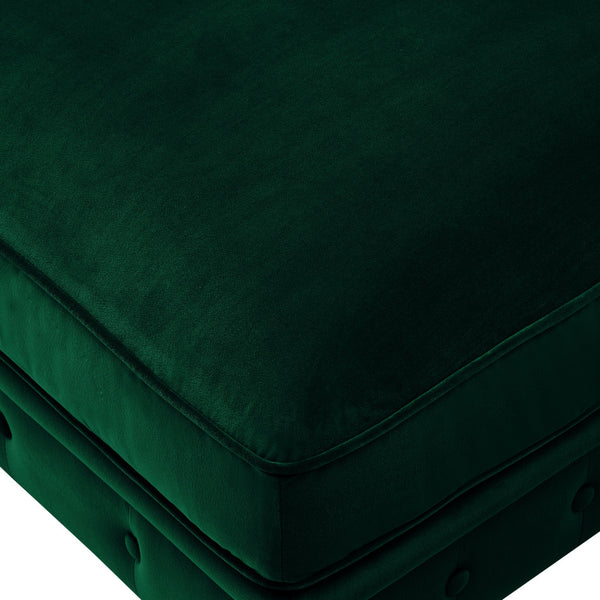 Homeroots 25" Hunter Green Velvet And Natural Rolling Tufted Cocktail Ottoman Hunter Green,Velvet  490634