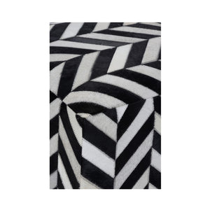 Wildwood Herring Hair-On-Hide Pouf With Herringbone Wish Bone Pattern — Versatile Footrest, Seat, Side Table 490635