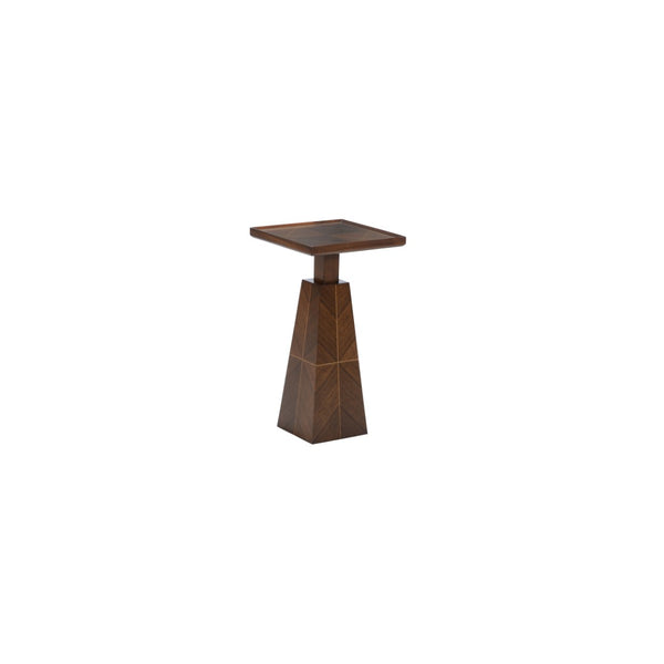 Wildwood Hits Mid-Century Acacia Accent Table With Tempered Glass Top, Walnut Veneer, Compact 22.5"H 490636