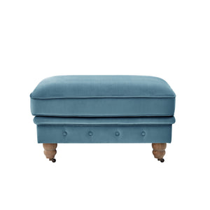 Homeroots 25" Teal Blue Velvet And Natural Rolling Tufted Cocktail Ottoman Teal,Velvet  490636