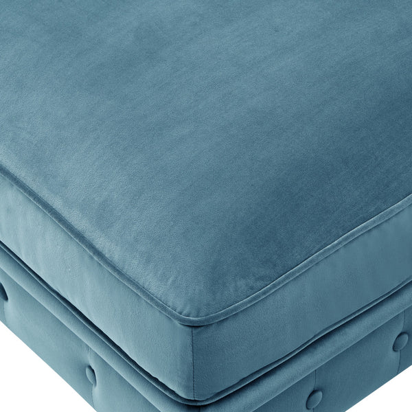 Homeroots 25" Teal Blue Velvet And Natural Rolling Tufted Cocktail Ottoman Teal,Velvet  490636