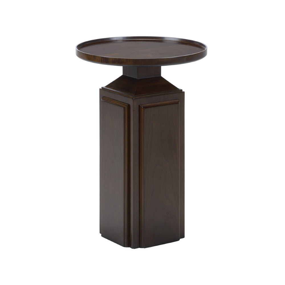 Wildwood Spot Round Side Table With Walnut Acacia Veneer, Raised Edge For Secure Drinks & Decor, Compact 24.5" H 490637