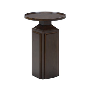 Wildwood Spot Round Side Table With Walnut Acacia Veneer, Raised Edge For Secure Drinks & Decor, Compact 24.5" H 490637