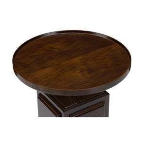 Wildwood Spot Round Side Table With Walnut Acacia Veneer, Raised Edge For Secure Drinks & Decor, Compact 24.5" H 490637