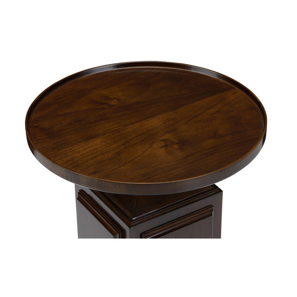 Wildwood Spot Round Side Table With Walnut Acacia Veneer, Raised Edge For Secure Drinks & Decor, Compact 24.5" H 490637