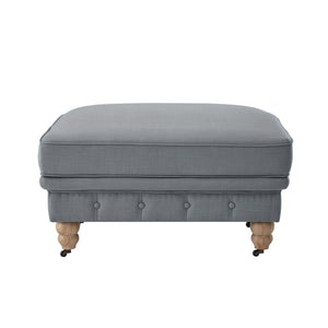 Homeroots 25" Gray Linen And Natural Rolling Tufted Cocktail Ottoman Dark Grey,Linen  490642