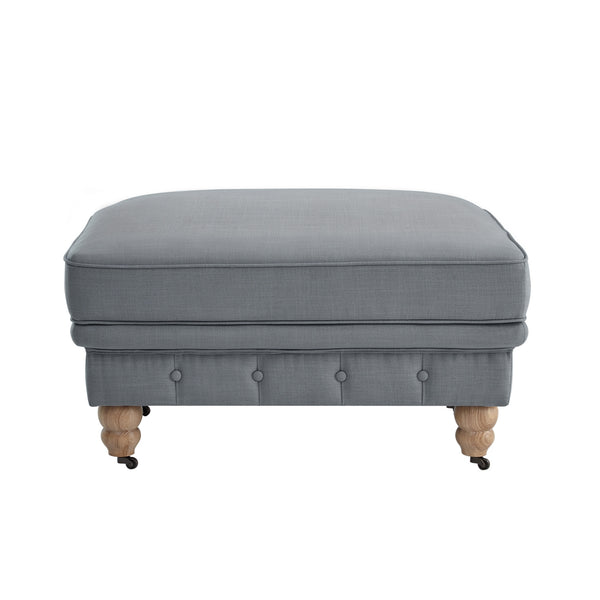 Homeroots 25" Gray Linen And Natural Rolling Tufted Cocktail Ottoman Dark Grey,Linen  490642