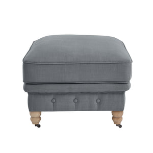 Homeroots 25" Gray Linen And Natural Rolling Tufted Cocktail Ottoman Dark Grey,Linen  490642