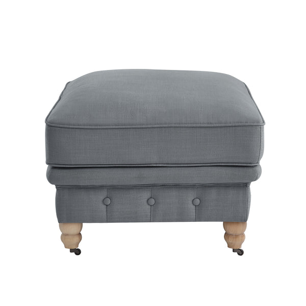 Homeroots 25" Gray Linen And Natural Rolling Tufted Cocktail Ottoman Dark Grey,Linen  490642