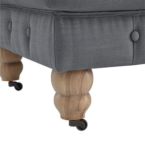 Homeroots 25" Gray Linen And Natural Rolling Tufted Cocktail Ottoman Dark Grey,Linen  490642