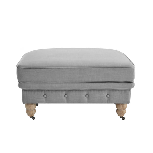 Homeroots 25" Light Gray Linen And Natural Rolling Tufted Cocktail Ottoman Light Grey,Linen  490646