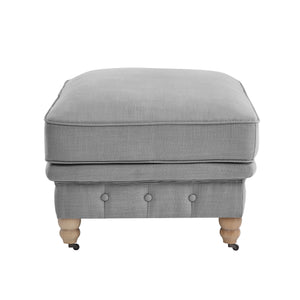 Homeroots 25" Light Gray Linen And Natural Rolling Tufted Cocktail Ottoman Light Grey,Linen  490646