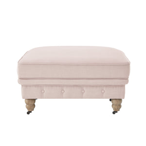 Homeroots 25" Pink Linen And Natural Rolling Tufted Cocktail Ottoman Pink,Linen  490648