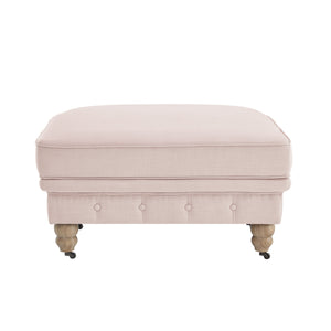 Homeroots 25" Pink Linen And Natural Rolling Tufted Cocktail Ottoman Pink,Linen  490648