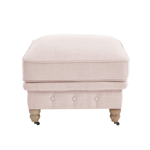 Homeroots 25" Pink Linen And Natural Rolling Tufted Cocktail Ottoman Pink,Linen  490648